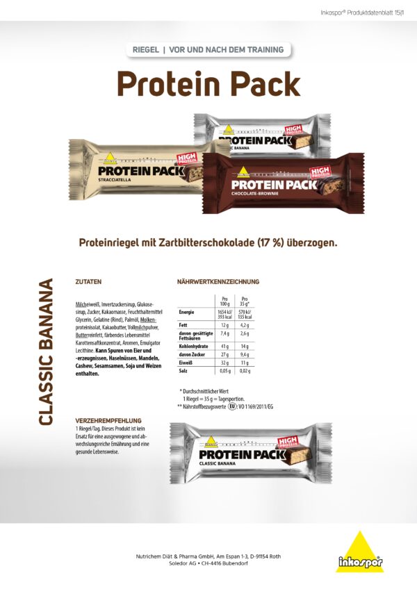 Produktbild INKOSPOR Protein Pack-Riegel Classic Banane, 24 x 35 g