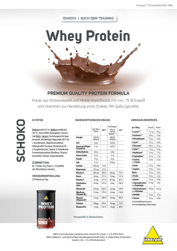 Produktbild INKOSPOR Whey Protein Schoko, 600 g