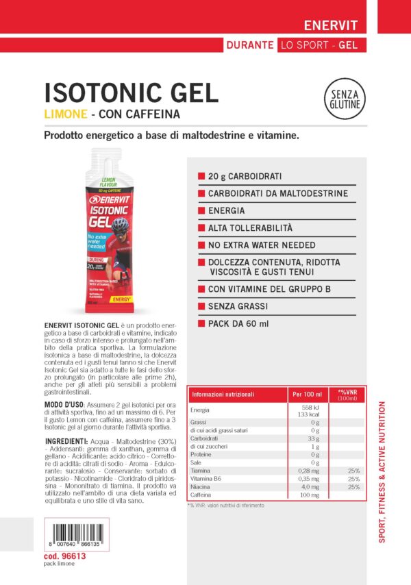 Produktbild ENERVIT ISOTONIC GEL Lemon + Caffeine, 24 x 60 ml