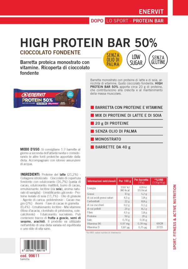 Produktbild ENERVIT PROTEIN BAR Dark Choco 50 %, 30 x 40 g