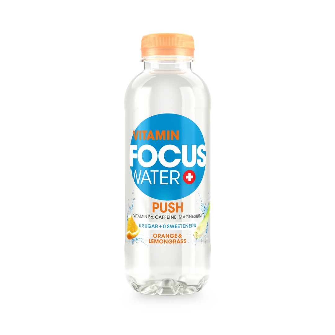 Produktbild FocusWater PUSH Orange & Lemongrass, 12 x 500 ml