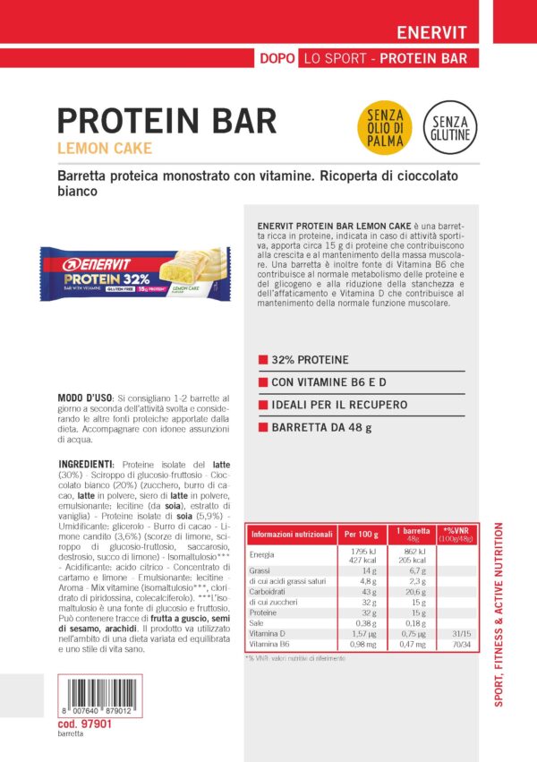 Produktbild ENERVIT PROTEIN BAR Lemon Cake 32%, 30 x 48 g