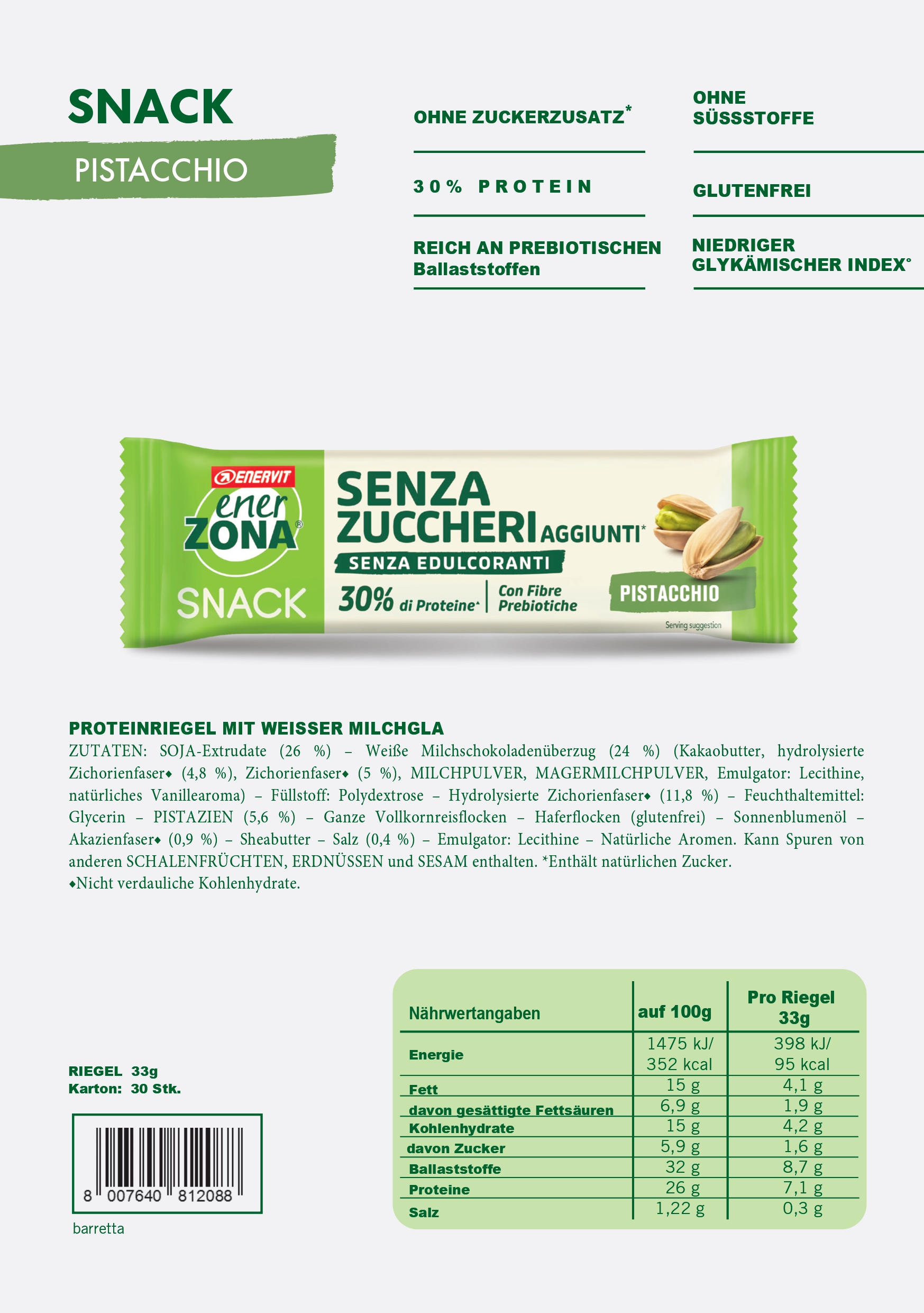 Produktbild ENERZONA Snack Pistazie, 30 x 27 g