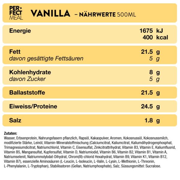 Produktbild PERFECT MEAL, Vanille, 6 x 500 ml