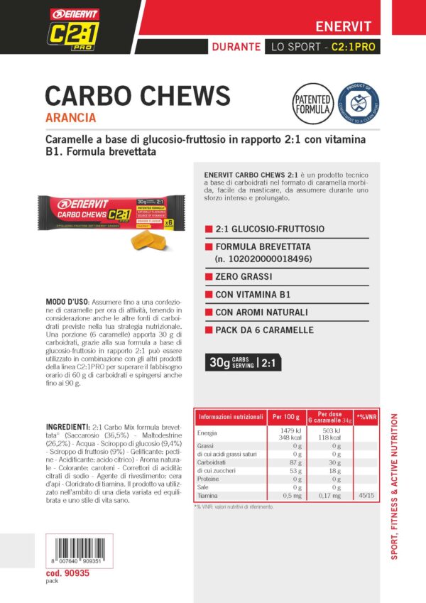 Produktbild ENERVIT C2:1 Carbo Chews Orange, 30 x 34 g(6 candies)