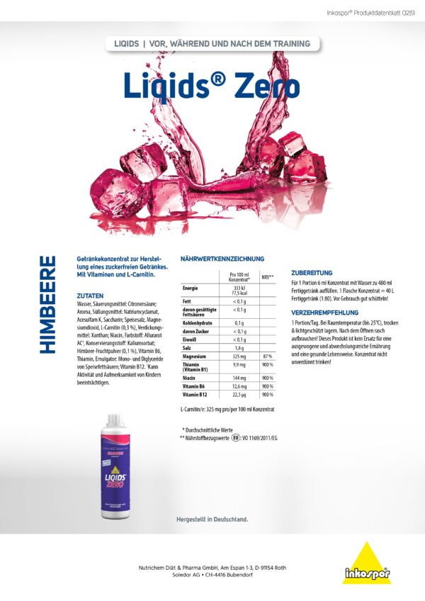 Produktbild ACTIVE Liqids Zero Himbeere, 500 ml "NEU" (1:80)