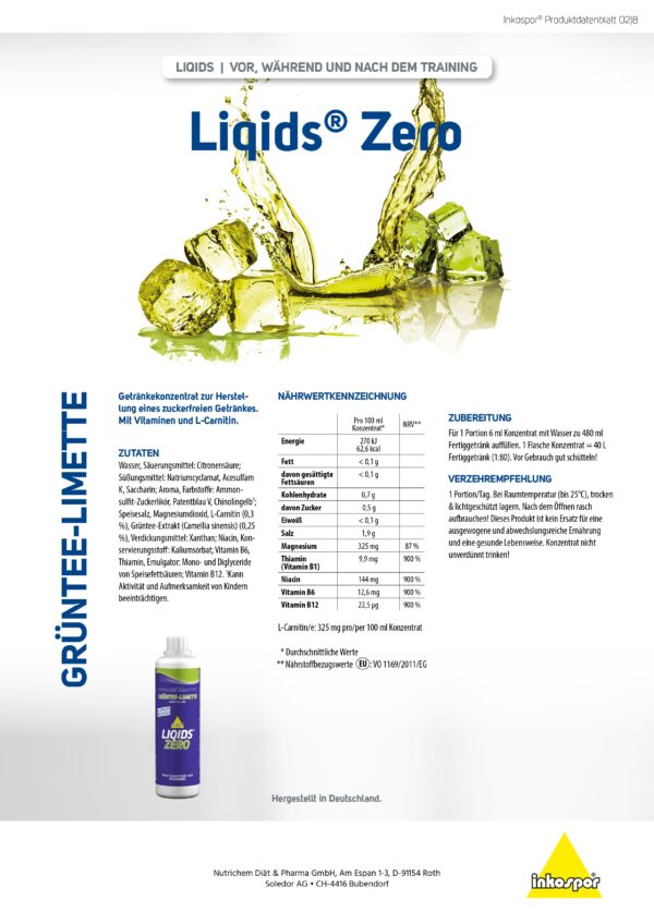 Produktbild ACTIVE Liqids Zero Grüntee-Limette, 500 ml "NEU" (1:80)
