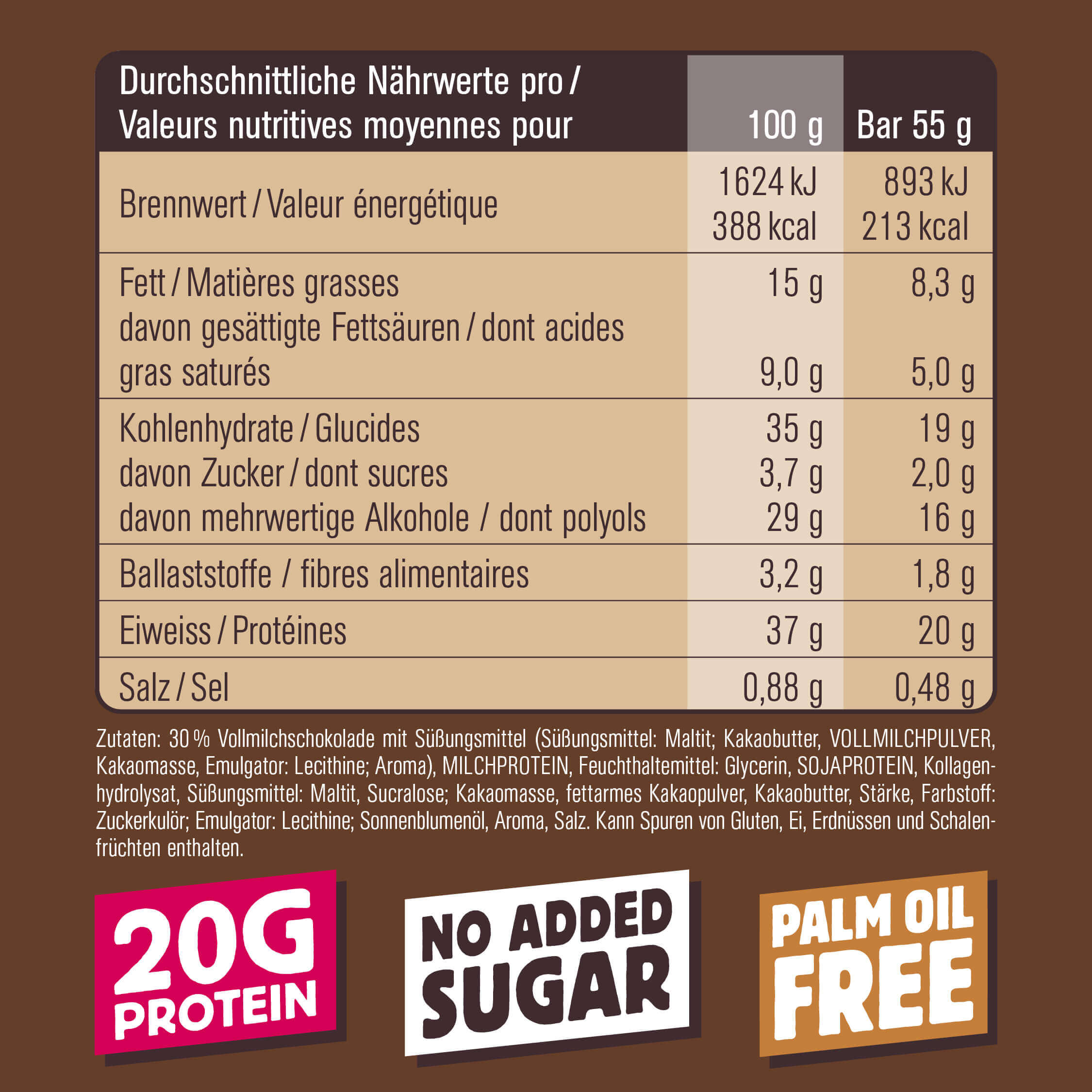 Produktbild CHIEFS Protein Bar, Double Choc, 12 x 55 g