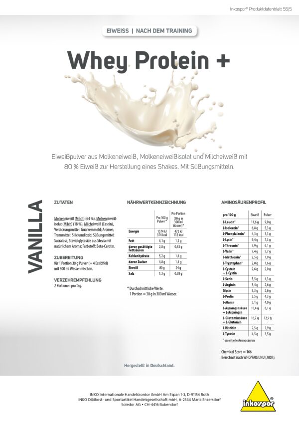 Produktbild INKOSPOR Whey Protein+ Vanille, 500 g