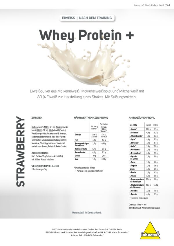 Produktbild INKOSPOR Whey Protein+ Erdbeere, 500 g