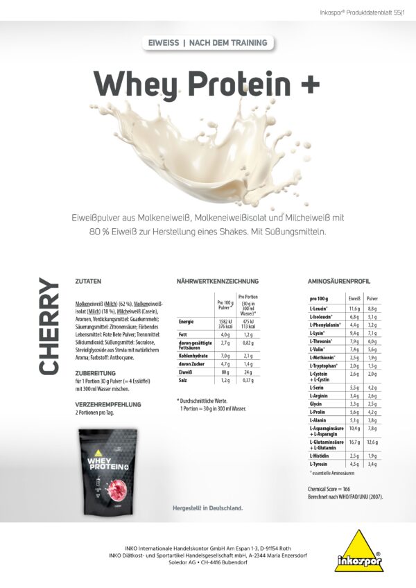 Produktbild INKOSPOR Whey Protein+ Cherry, 500 g