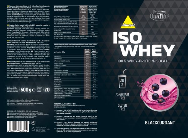 Produktbild INKOSPOR ISO WHEY schwarze Johannisbeere, 600 g