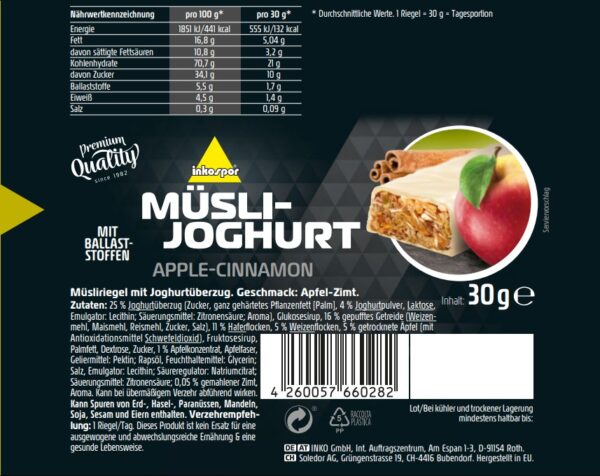 Produktbild INKOSPOR Riegel Müsli-Joghurt Apfel-Zimt, 32 x 30 g