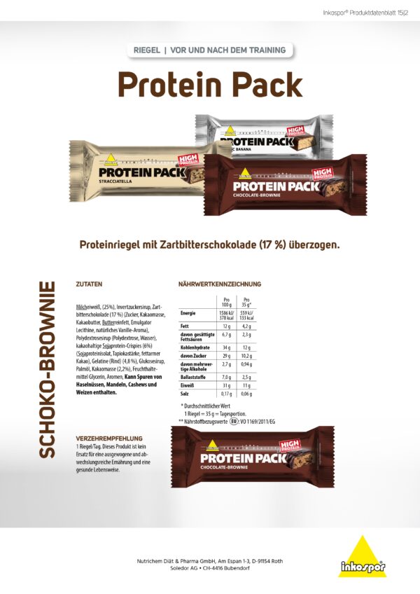 Produktbild INKOSPOR Protein Pack-Riegel Schoko-Brownie, 24 x 35 g