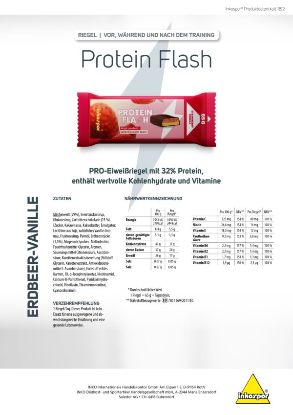 Produktbild X-TREME Protein Flash-Riegel Erdbeere-Vanille, 30 x 65 g