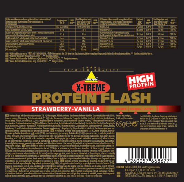 Produktbild X-TREME Protein Flash-Riegel Erdbeere-Vanille, 30 x 65 g