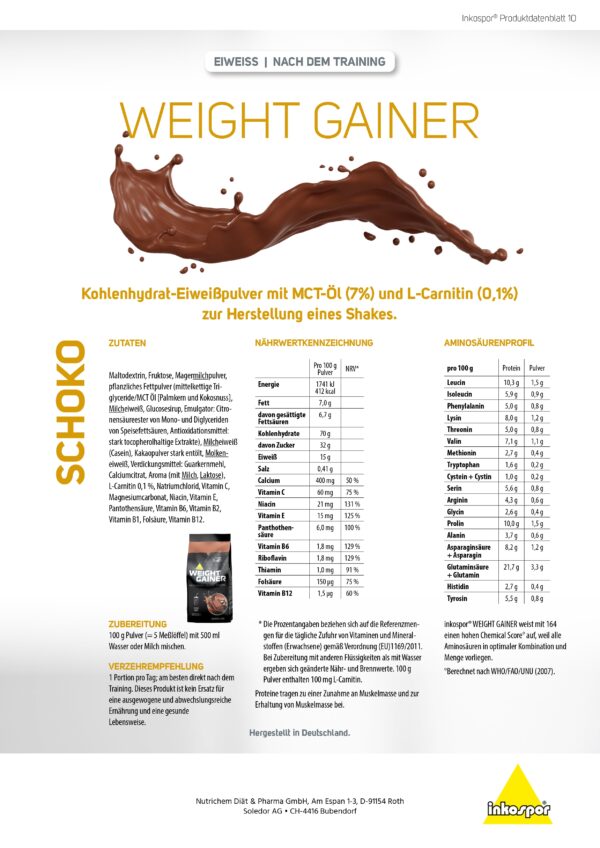 Produktbild X-TREME Weight Gainer Schoko, 1200 g Beutel