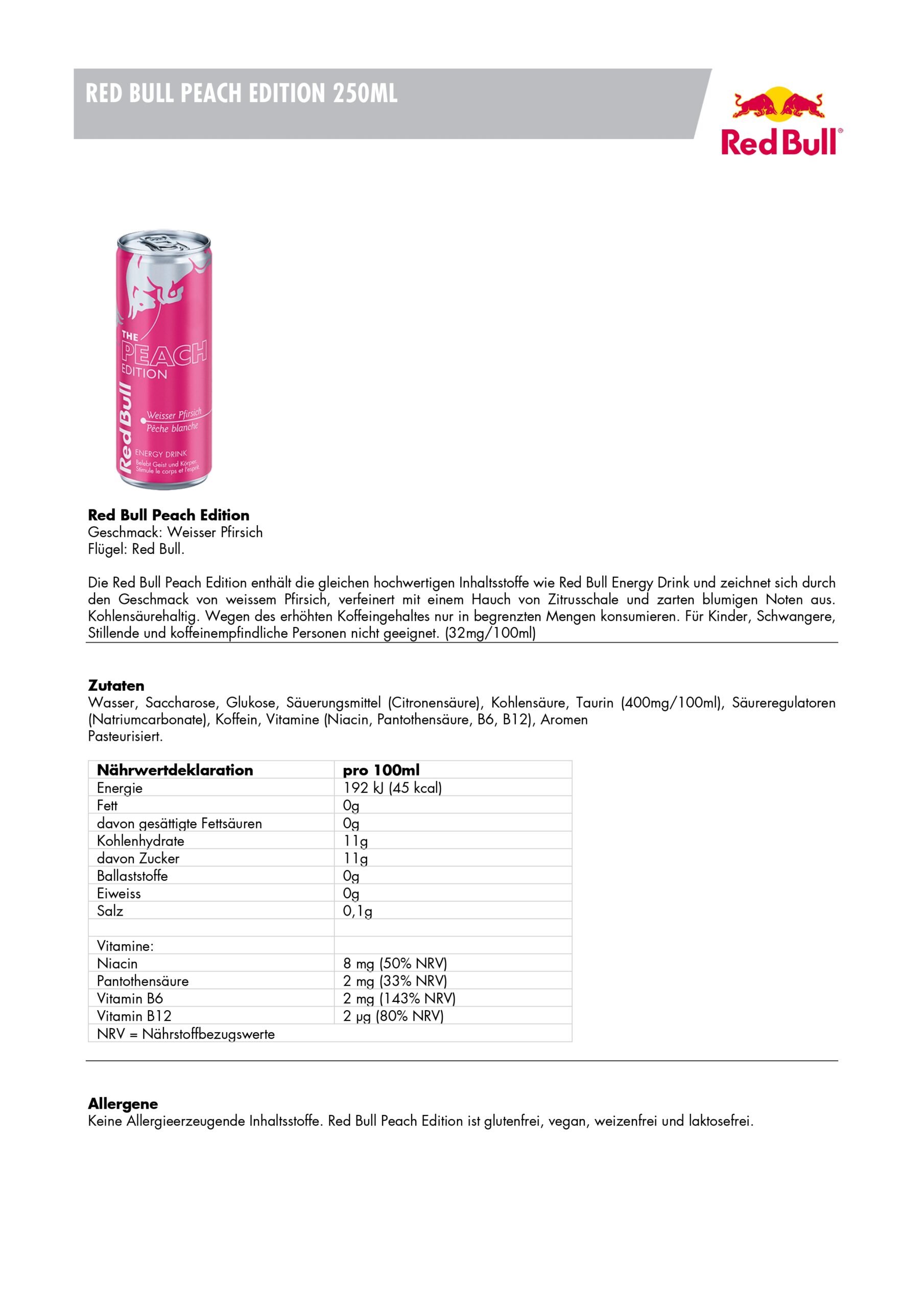 Produktbild Red Bull THE PEACH EDITION, 24 x 250 ml