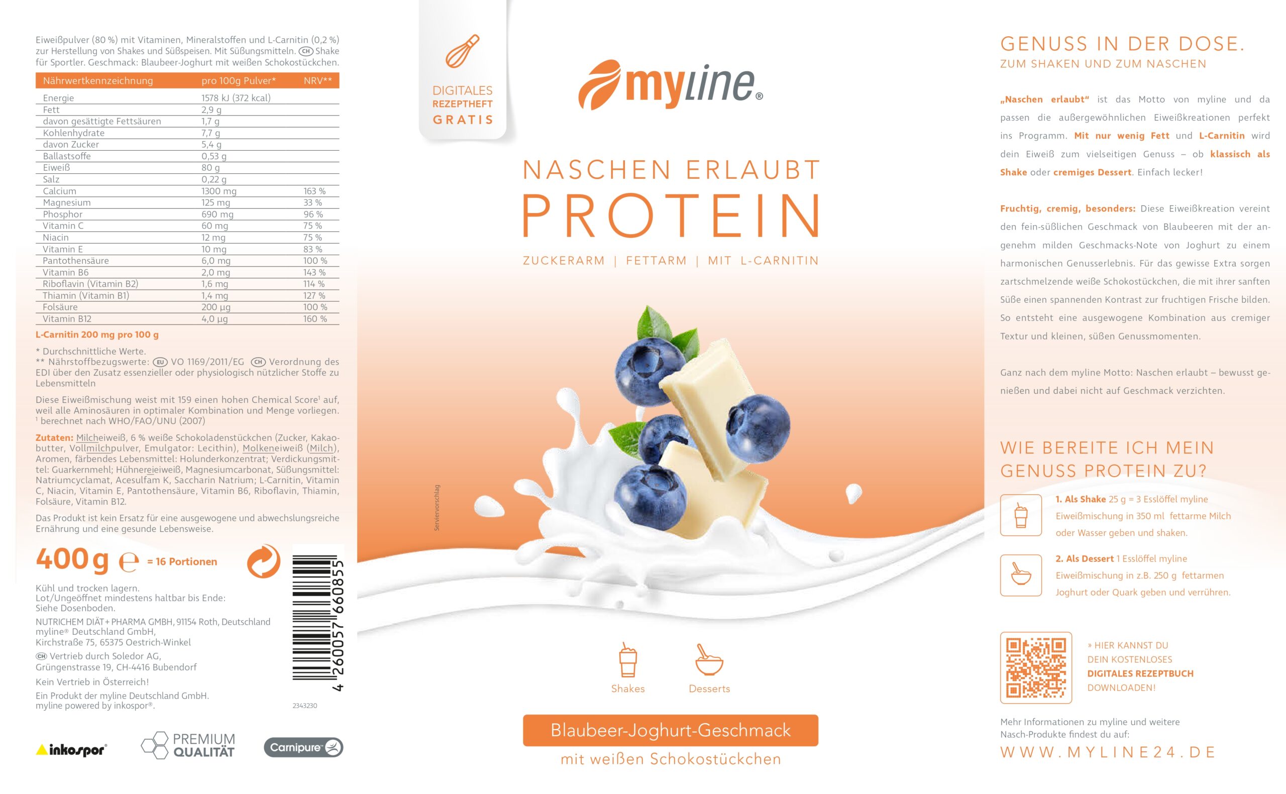 Produktbild MyLine-Eiweiss Blaubeer-Joghurt, 400 g