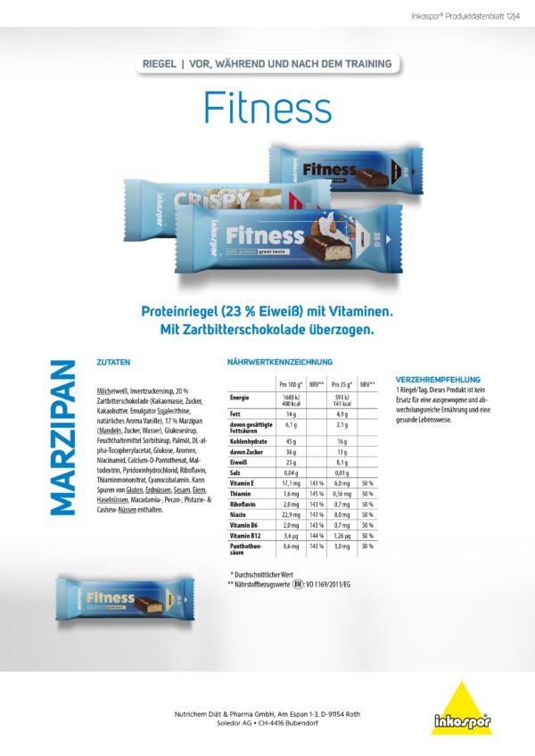 Produktbild ACTIVE FITNESS-Riegel Marzipan, 24 x 35 g