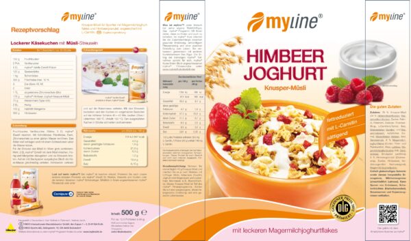 Produktbild MyLine Knusper-Müsli Himbeer-Joghurt, 8 x 500 g