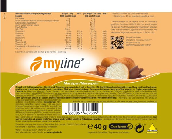 Produktbild MyLine-Riegel Marzipan, 24 x 40 g