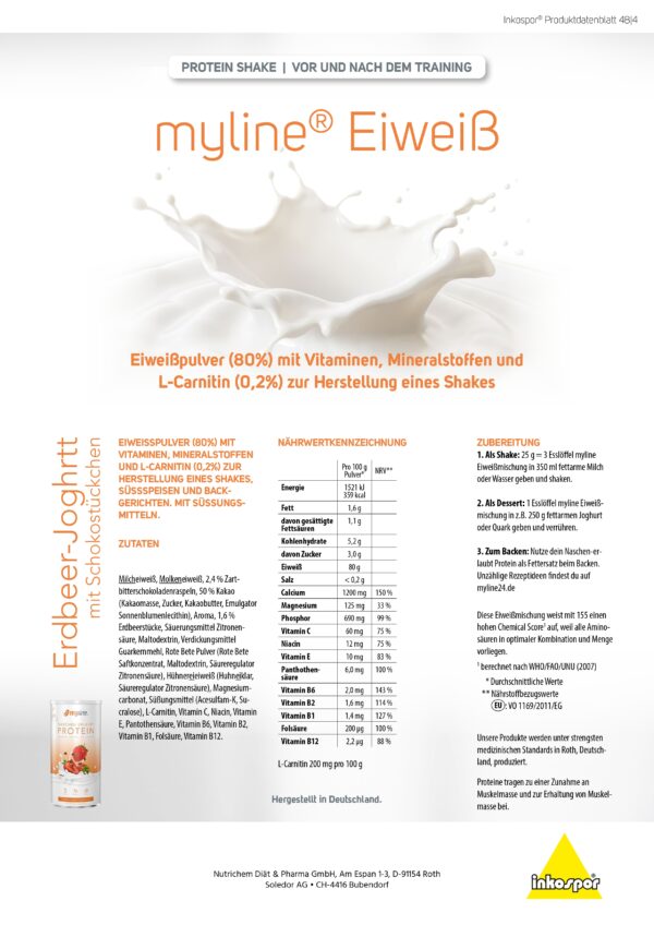 Produktbild MyLine-Eiweiss Erdbeer-Joghurt mit Schokostückchen, 400 g