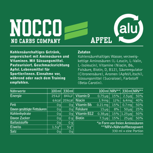 Produktbild NOCCO BCAA+ Apfel, 24 x 330 ml