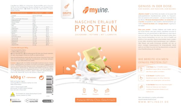 Produktbild MyLine-Eiweiss Pistazie white-choco-split, 400 g