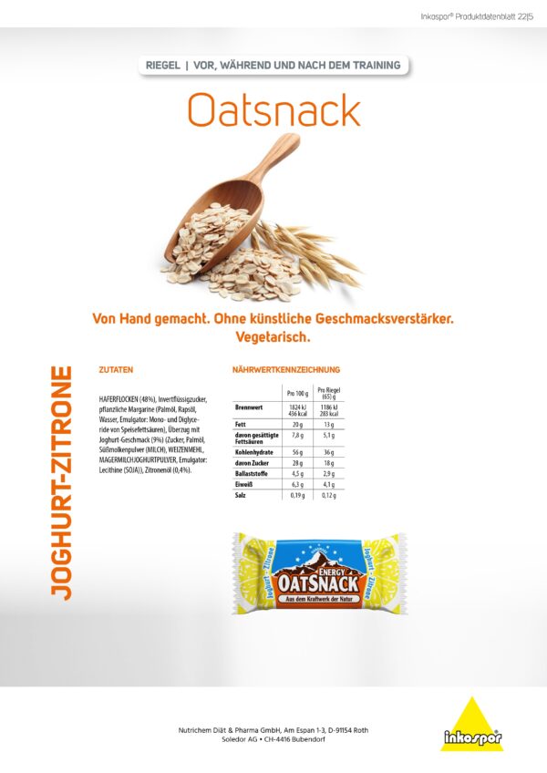 Produktbild Oatsnack-Riegel Joghurt-Zitrone, 15 x 65 g
