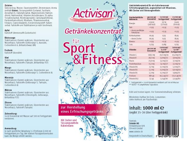 Produktbild ACTIVISAN Getränkekonzentrat, 1000 ml, Blutorange (Konz. 1:35)