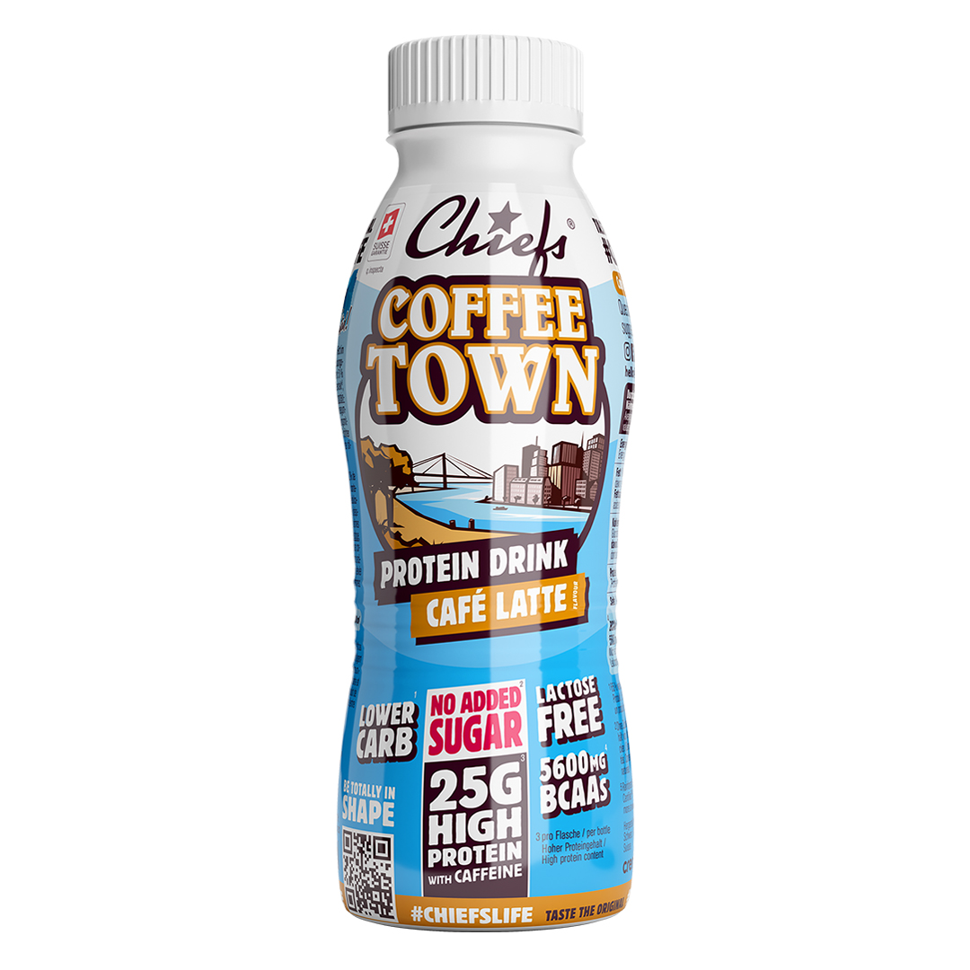 Produktbild CHIEFS Protein Drink COFFEE TOWN, Café Latte, 8 x 330 ml