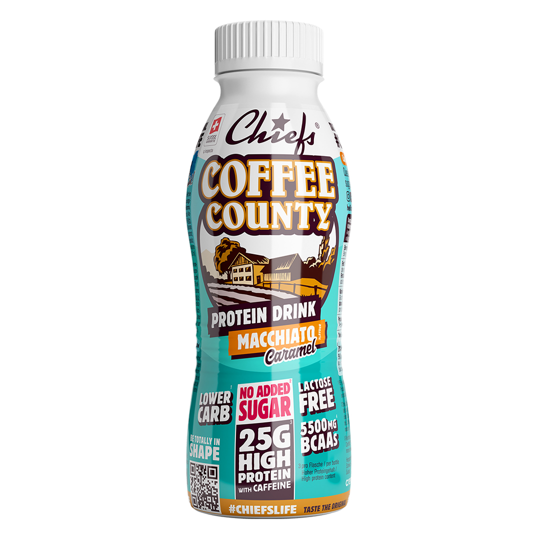 Produktbild CHIEFS Protein Drink COFFEE COUNTY, Caramel-Macchiato, 8 x 330 ml