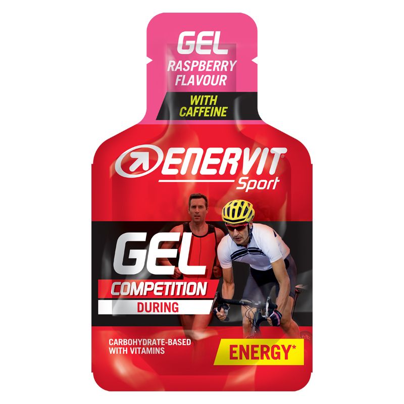 Produktbild ENERVIT GEL Competition Himbeere+Coffein TRIS, 8 x (3 x 25 ml)