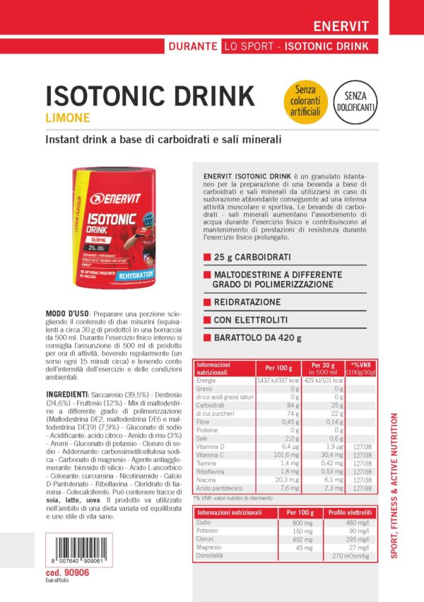 Produktbild ENERVIT ISOTONIC DRINK Lemon, 420 g