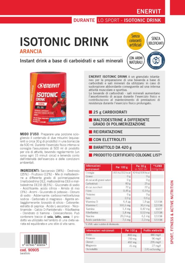 Produktbild ENERVIT ISOTONIC DRINK Orange, 420 g