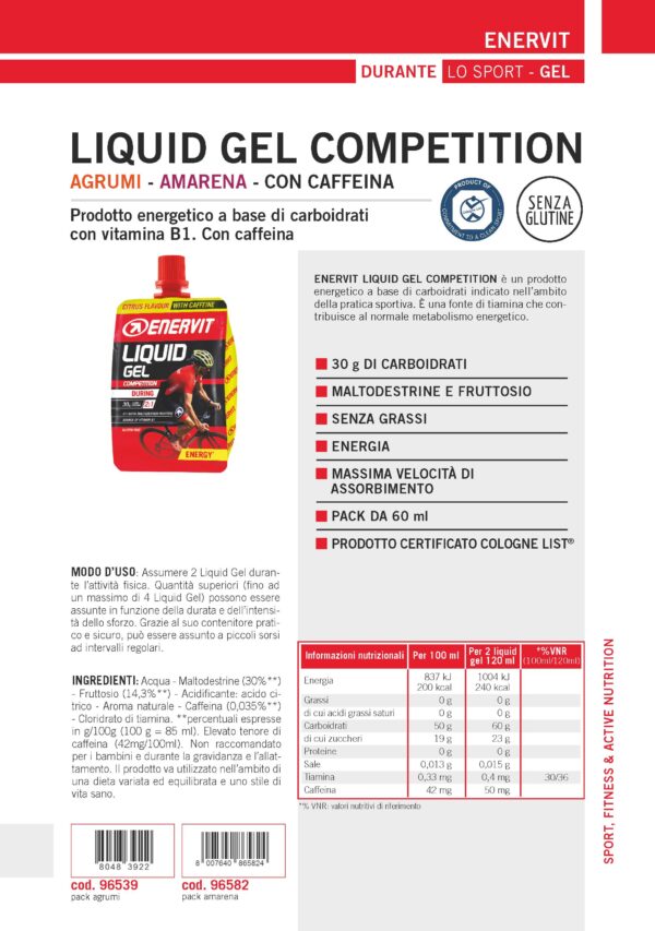 Produktbild ENERVIT LIQUID GEL Competition Zitrus+Koffein, 18 x 60 ml