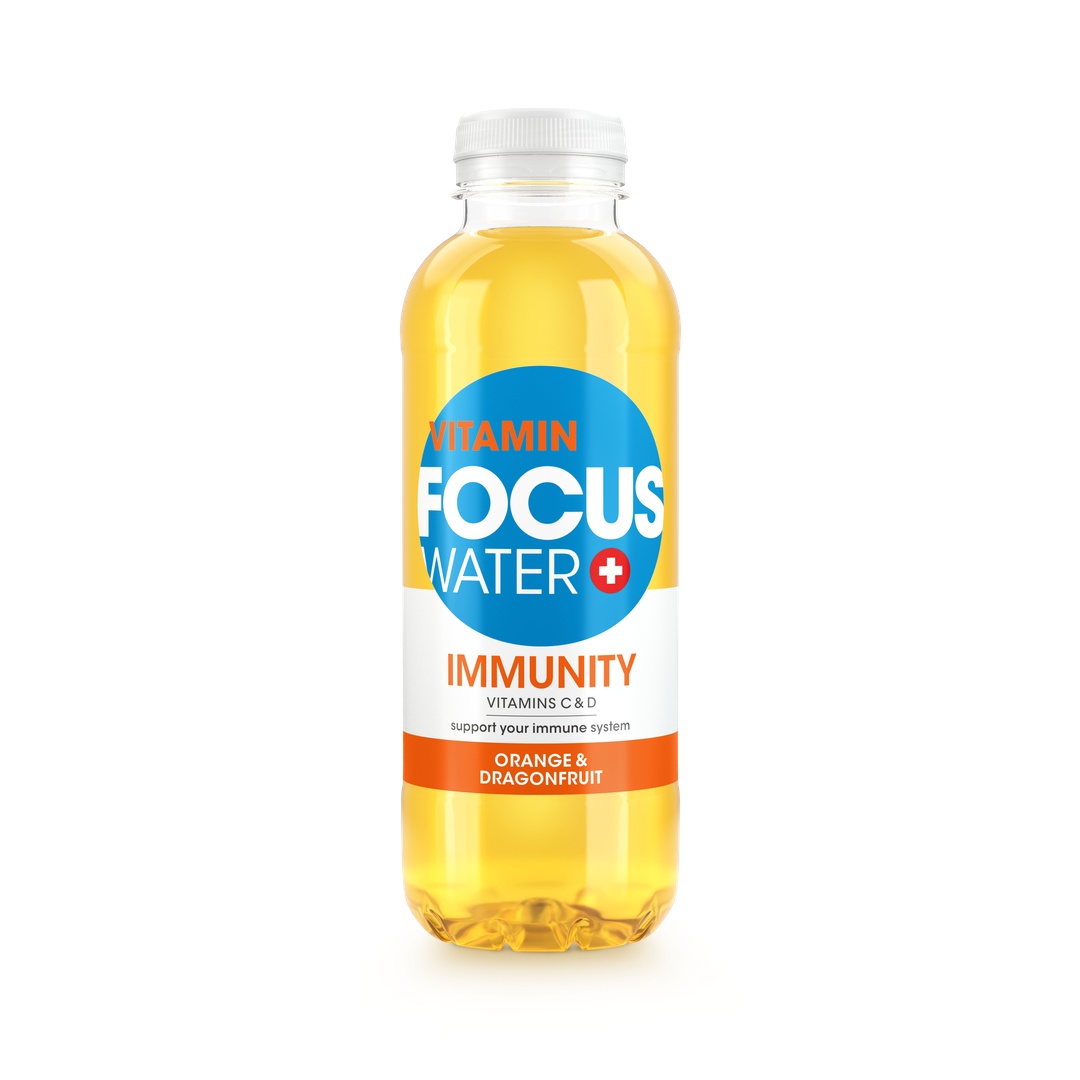 Produktbild FocusWater IMMUNITY Orange & Drachenfrucht, 12 x 500 ml