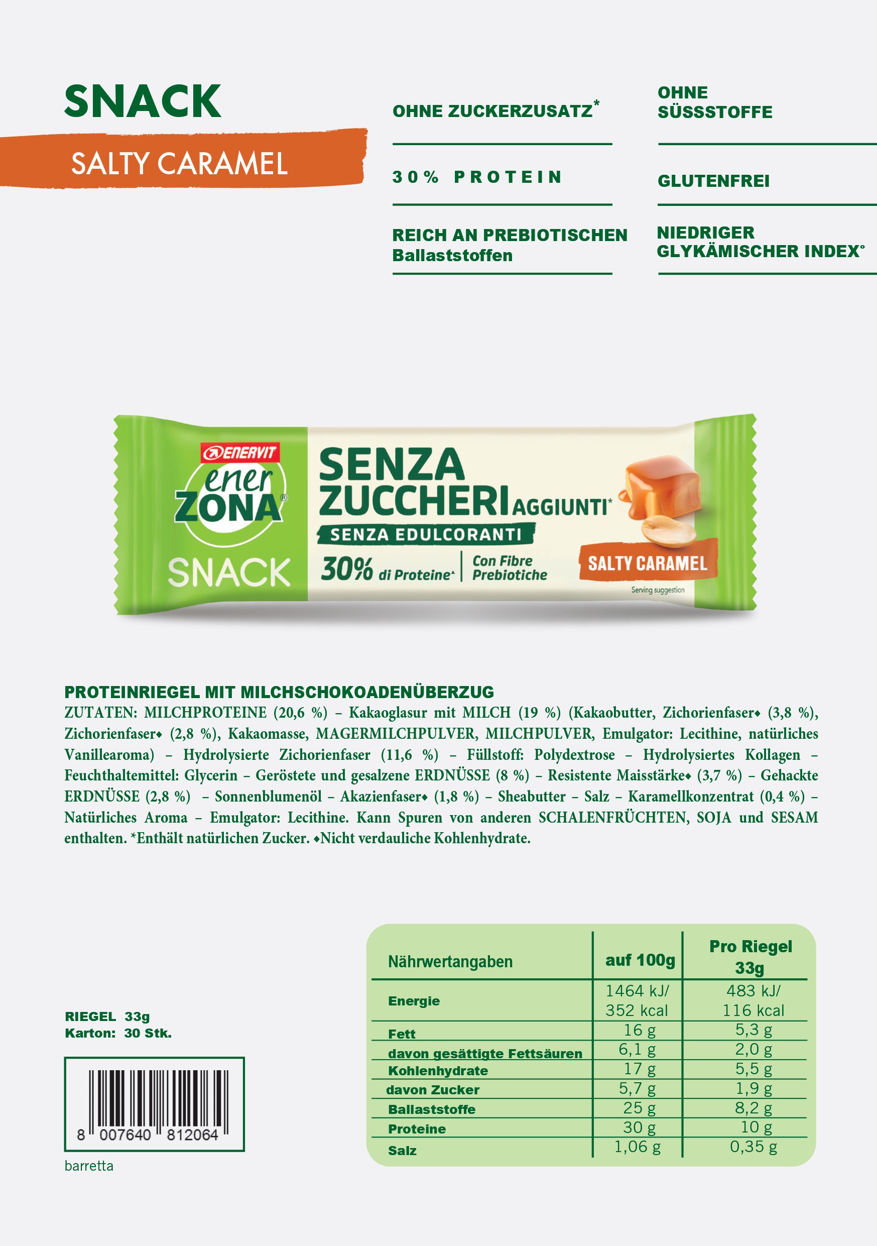 Produktbild ENERZONA Snack Salty Caramel, 30 x 33 g