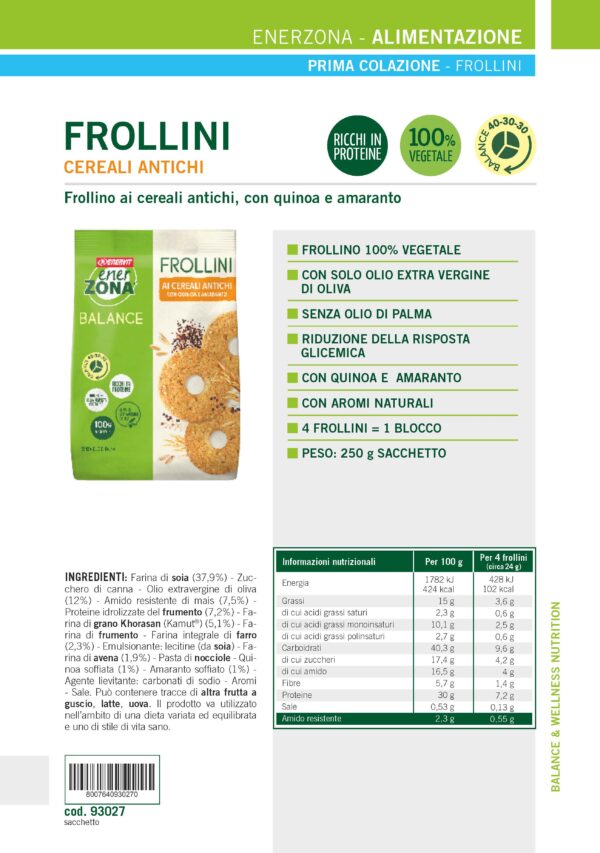 Produktbild ENERZONA Frollini, ai Cereali Antichi, 9 x 250 g