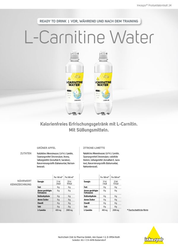 Produktbild ACTIVE L-Carnitine Water Zitrone-Limette, 18 x 500 ml