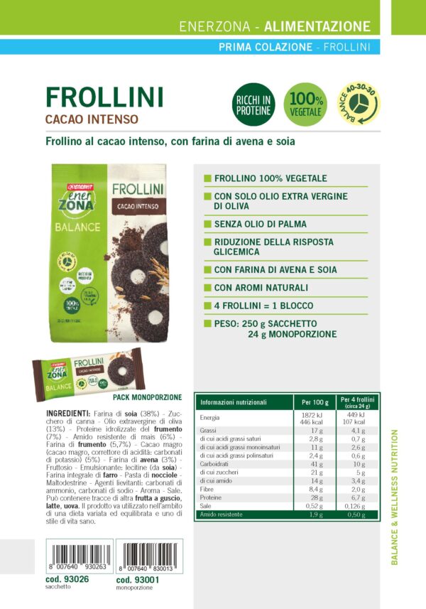 Produktbild ENERZONA Frollini, Cacao Intenso, 9 x 250 g