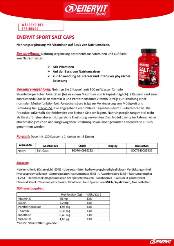 Produktbild ENERVIT SALT CAPS, 120 Kapseln