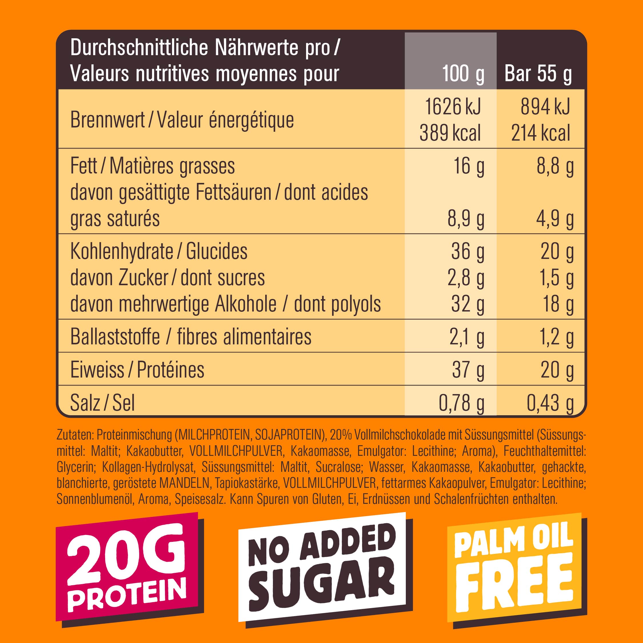 Produktbild CHIEFS Protein Bar, Salty Caramel, 12 x 55 g